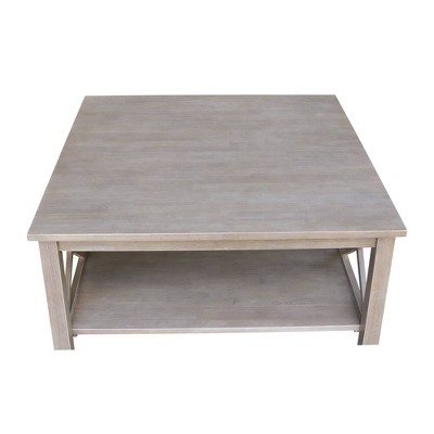 Elegant Transitional 36" Square Wood Coffee Table in Washed Gray