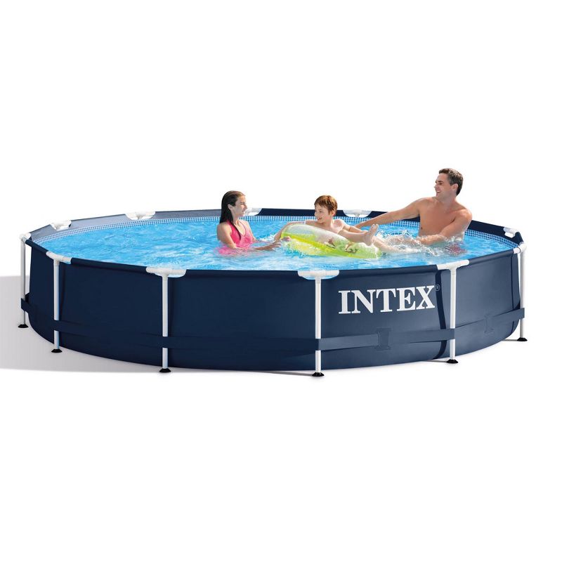 Intex 28211ST 12-foot x 30-inch Frame Round 6 Person Outdoor Backyard Above Ground Swimming Pool Kit with Filter Cartridge Pump & Protective Canopy, 3 of 7