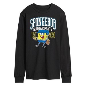 Men's - SpongeBob SquarePants - American Slugger Pants Long Sleeve Graphic T-Shirt - 1 of 4