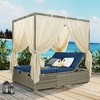 YOOCOZZ Outdoor Adjustable Gear Sun Bed with Polyester Cushion and Curtain, 3 Optional Colors - 2 of 4