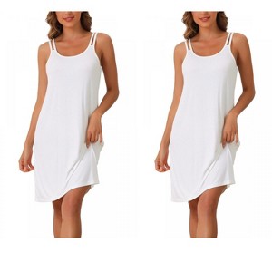 INSPIRE CHIC Women's 2 Pcs Sleeveless A-Line Sleepdress Dual-Strap Knee-Length Cami Nightgowns - 1 of 4