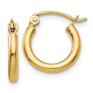 Black Bow Jewelry 2mm x 12mm 14k Yellow Gold Classic Round Hoop Earrings - 1 of 4