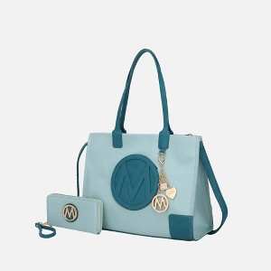 MKF Collection Louise Women’s Tote Bag and Wallet Set by Mia K- Baby Blue Navy - 1 of 4