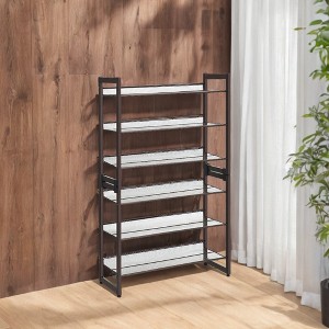 Shoe Rack Storage, Metal Shoe Organizer Stand for Garage, Entryway, Set of 2 3-Tier Stackable Shoe Rack Shelf, with Adjustable Flat or Angled Shelves - 1 of 4