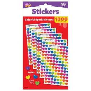 TREND SuperShapes Sparkle Hearts – 1300ct Sticker Pack, Mini Hearts in 7 Colors - 1 of 4