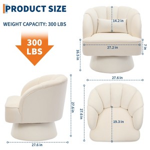 Swivel barrel armchair, 360 degree velvet upholstered armchair with striped backrest, ergonomic design, suitable for living room bedroom backyard etc - 1 of 4