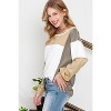 I AM A FASHION JUNKY Khaki Color Block Exposed Seam Long Sleeve Top - 3 of 4