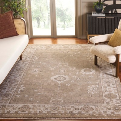 Ivory and Beige Hand-Knotted Wool Area Rug 8' x 10'