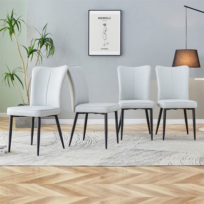 Dining Chairs Set Of 4, Modern Minimalist Upholstered Dining Chairs With Backrest And Metal Legs, Kitchen Room Chairs