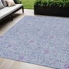 Sky Blue And Purple Floral Washable Indoor Outdoor Area Rug - 2 of 4