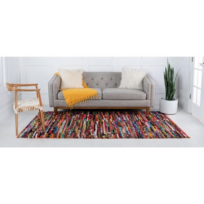 Handmade Blue Cotton Braided Stripe 9x12 Rug