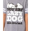 Peanuts Women's Lazy Dog Snoopy Nightgown Pajama Shirt Dress For Adults - 3 of 4