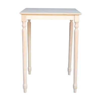 30" Natural Wood Square Bar Height Table with Turned Legs