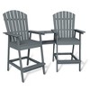 2Pcs Patio Tall Adirondack Chairs Bar Chairs, Outdoor Adirondack Barstools with Connecting Tray, Bar Stool Chair with High Back - 2 of 4