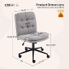 VINGLI Mid Back Armless Office Desk Chair with Wheels/no Wheels,360°Rocking Swivel Vanity Chair with Thickened Cushion， Linen Dark Grey - 2 of 4
