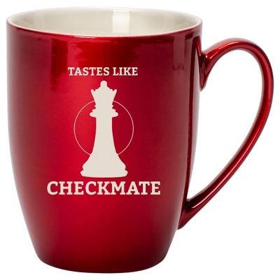 100 North Queen Chess Piece 10 Ounce Cardinal Red Metallic Finish, Comfortably Fits Your Hands, New Bone China Coffee Tea Cup Mug, Tastes Like