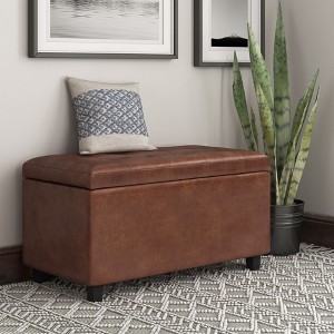 CAVINAS Faux Leather Storage Ottoman Bench with Tufted Diamond Detail,Modern Storage Ottoman,Storage Benches for Living Room,Bedroom - 1 of 4