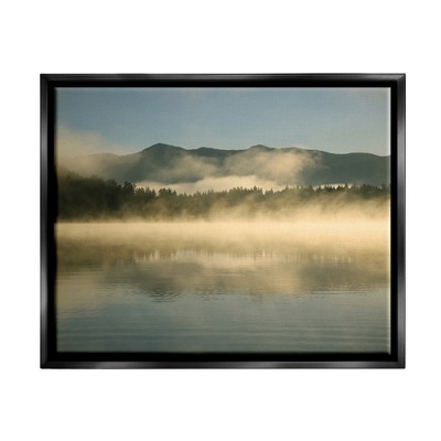 Stupell Industries Misty Lake Mountain Range Scenery Framed Floater Canvas Wall Art