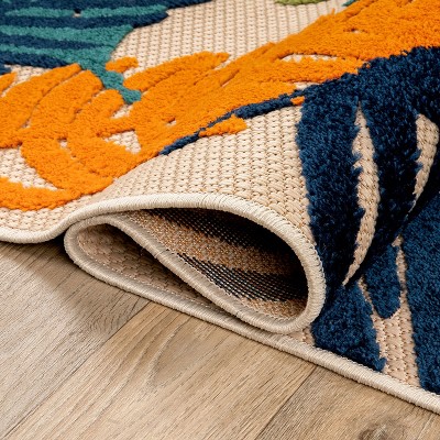 Tropical Floral Multi-Color Synthetic 8' x 10' Indoor/Outdoor Area Rug