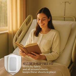 Fitted Hospital Bed Sheets - Cotton Rich Soft Knitted Jersey Sheet 36” x 84” x 12" - 1 of 4