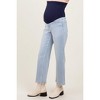Pinkblush Light Blue Distressed Hem Slim Wide Leg Maternity Jeans - 4 of 4