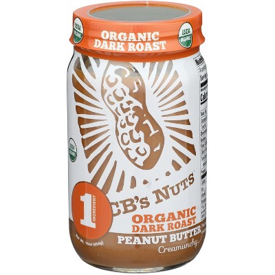 Cb's Nuts - Peanut Butter - Organic - Dark Roasted Creamunchy - Case of 12 - 16 oz