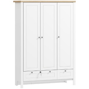 Aghana Digitals White Bedroom Armoire: 3-Door Wardrobe with Hanging Rod, 3 Shelves, 2 Drawers (1 - 1 of 4