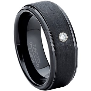 Jewelry Avalanche Mens Diamond Wedding Band Black Tungsten Carbide, Comfort-fit, 8mm - 1 of 3