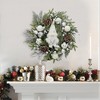 Silver and White Christmas Garland with Lights, 22 Inch Christmas Gnome Garland with 30 Lights and Balls for Fireplace Window Decoration - 2 of 4