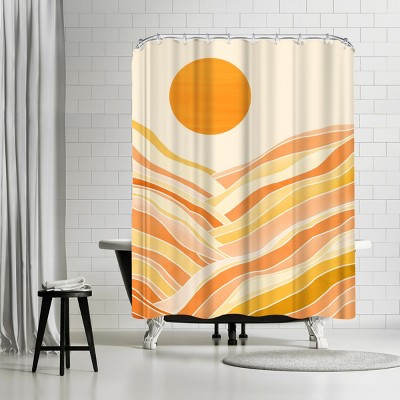 Americanflat Golden Mountain Sunset by Modern Tropical 71" x 74" Shower Curtain