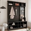 HDZNVF Hall Tree with Shoe Bench, Coat Rack ,Shoe Storage ,Storage Shelves and Pegboard, Black - 2 of 4