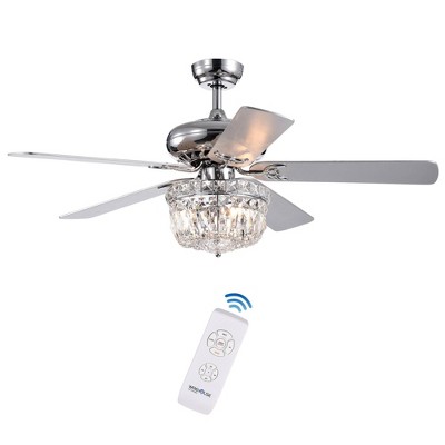 52" x 52" x 22" Galileo Lighted Ceiling Fan Gray - Warehouse Of Tiffany: Modern 5-Blade Chandelier with Remote Control