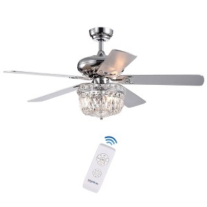 52" x 52" x 22" Galileo Lighted Ceiling Fan Gray - Warehouse Of Tiffany: Modern 5-Blade Chandelier with Remote Control - 1 of 4