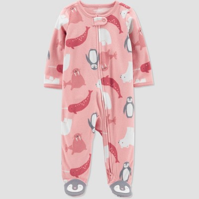 Carter's Just One You®️ Baby Girls' Sea Animals Footed Pajama - Rose Pink Newborn