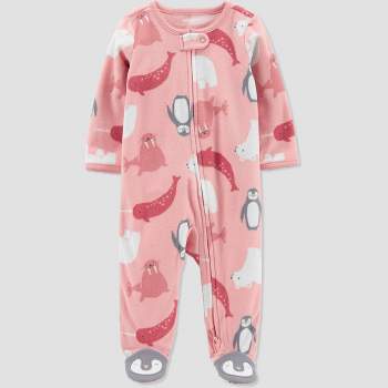Carter's Just One You®️ Baby Girls' Sea Animals Fleece Footed Pajama - Rose Pink 