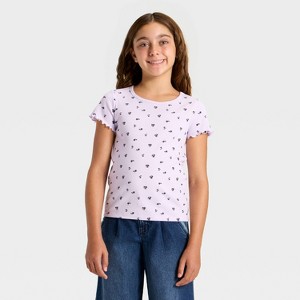 Girls' Short Sleeve Ribbed T-Shirt - Cat & Jack™ - 1 of 3