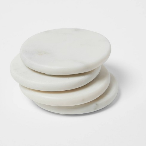Aperture Marble and Brass Round Coasters Set of 4 by HomArt