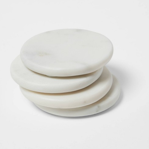 Garden Trading Set Of 4 Round Marble Coasters - White