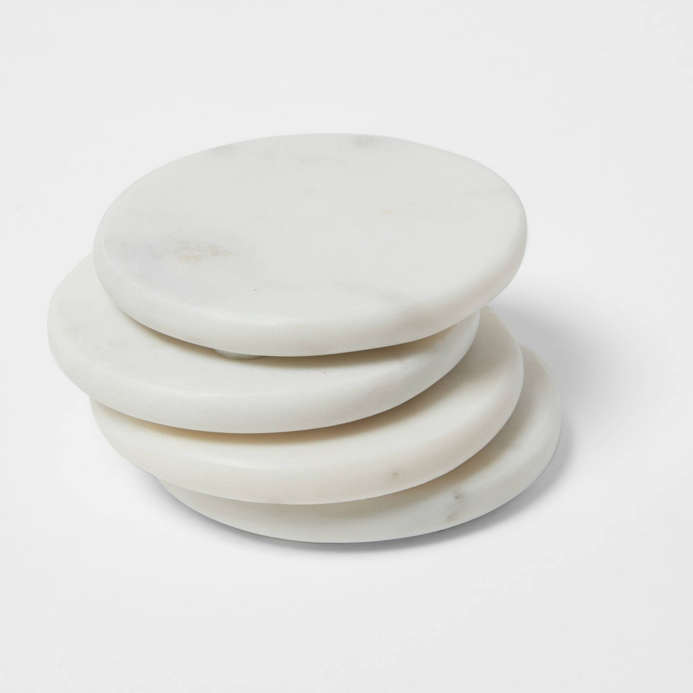 Photos - Barware 4pk Marble Coasters White - Threshold™