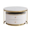 Dexmalle Modern 2 Pieces White Round Nesting Coffee Table with Drawers - 4 of 4