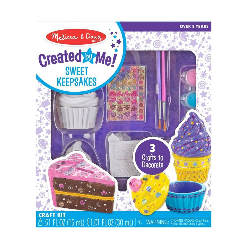 Melissa &#38; Doug Decorate-Your-Own Sweets Set Craft Kit: 2 Treasures Boxes and a Cake Bank, 1 of 11