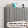 AMERLIFE Bed Frame, Velvet Upholstered Platform Bed with Channel Tufted Headboard - 4 of 4