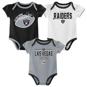 NFL Las Vegas Raiders Girls' White 3pk Bodysuit - 1 of 4