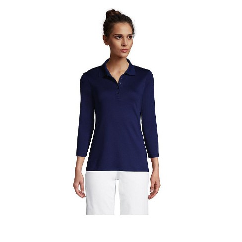 Lands' End Women's Tall Supima Cotton 3/4 Sleeve Polo Shirt - image 1 of 2