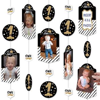 Big Dot of Happiness 1st Birthday Little Mr. Onederful - Boy First Birthday Party Vertical Photo Garland 35 Pieces