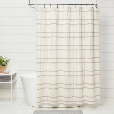 Woven Modern Plaid Shower Curtain Ivory - Threshold&#8482;