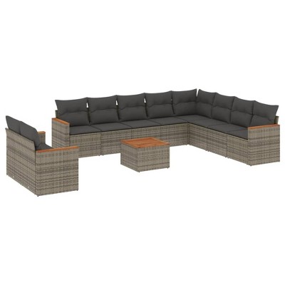 vidaXL Garden Sofa Set Grey, Dark Grey