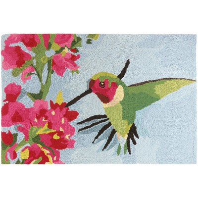 Homefires Hummingbird & Geraniums Doormat, 22"x34" – Colorful Floral Accent Rug with Nature-Inspired Art for Indoor/Outdoor Use