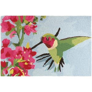 Homefires Hummingbird & Geraniums Doormat, 22"x34" – Colorful Floral Accent Rug with Nature-Inspired Art for Indoor/Outdoor Use - 1 of 3