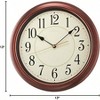 13” Brown Wood Finish Wall Clock with Bold Numbers. A Timeless, Warm Addition to Any Living Room, Bedroom, or Home Office - 4 of 4